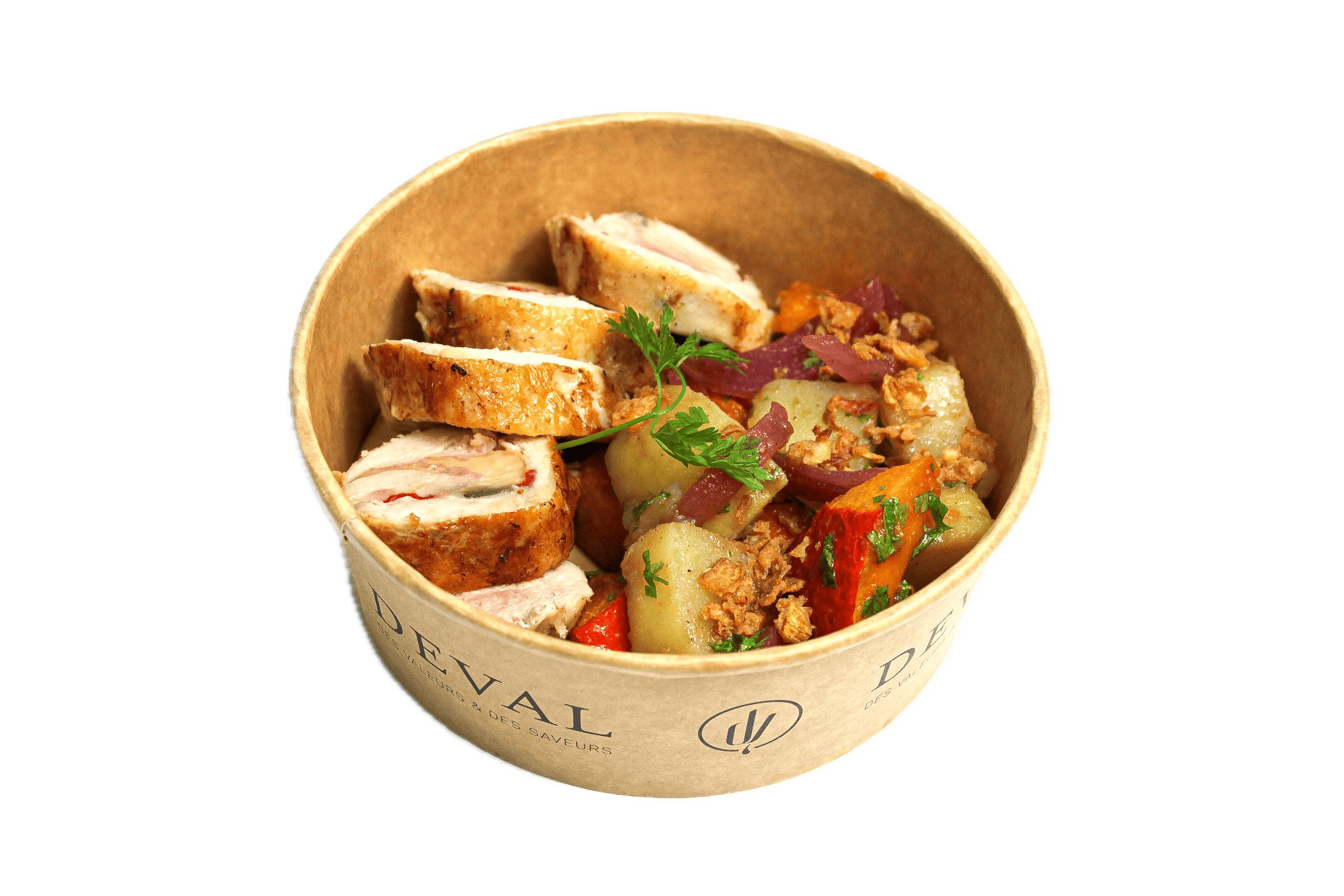 E Mince De Pintade Salade De Pommes De Terre Et Patate Douce Avec Arrie Re Plan Supprime